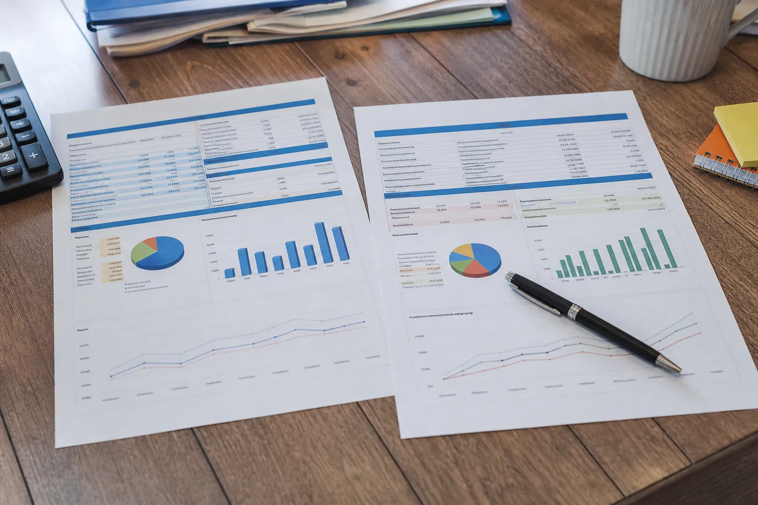 Deux tableaux de simulation de crédit comparés sur un bureau