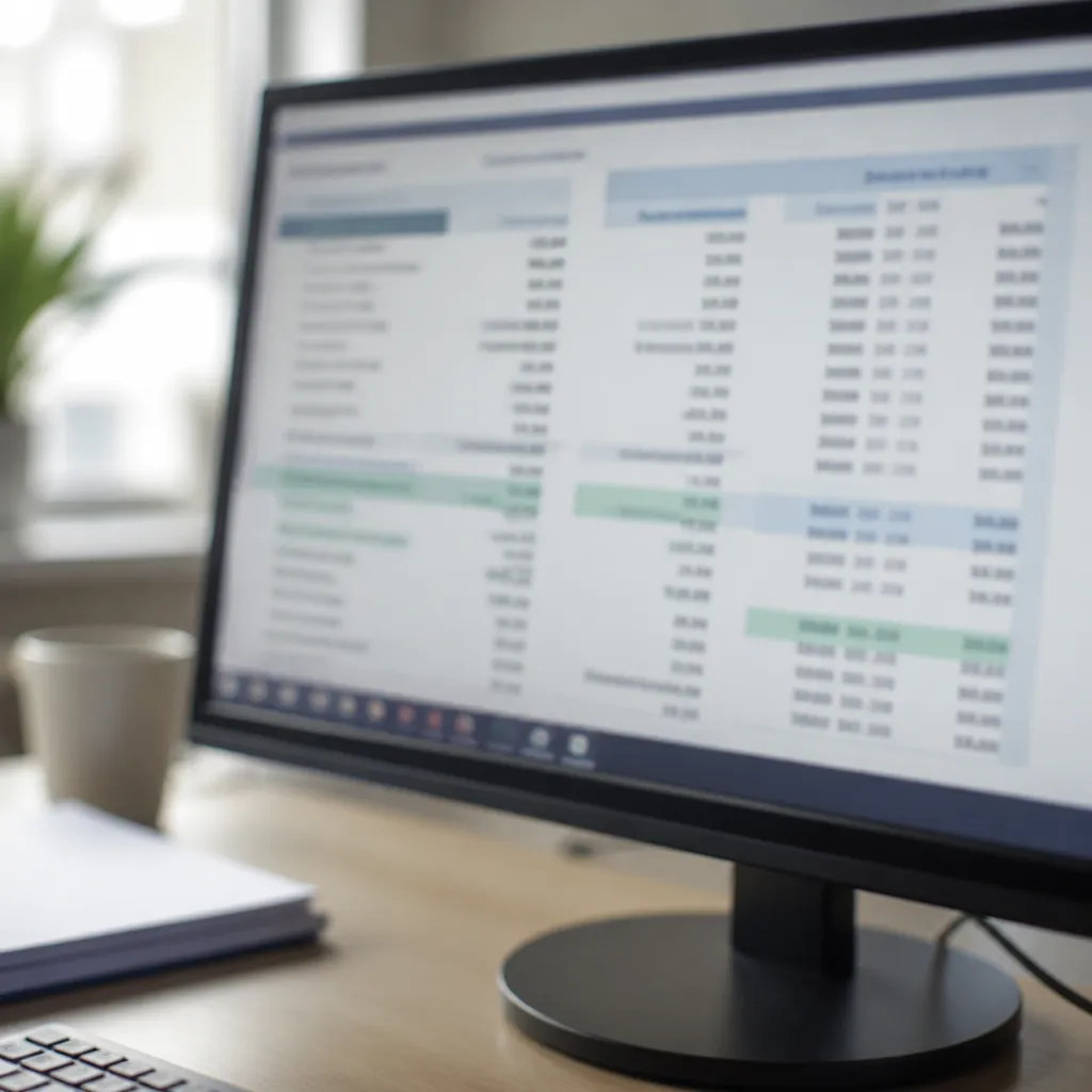 Écran affichant un tableau de simulation de prêt, flou de confidentialité